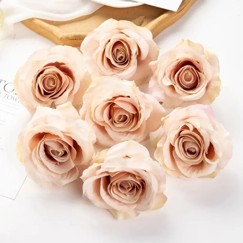 thumbnail image 1 of 10 piezas de flores artificiales de seda con forma de rosa para el hogar, boda, arco, suministros de manualidades, decoración, bricolaje, corona de Navidad, accesorio para álbum de recortes, 1 of 5