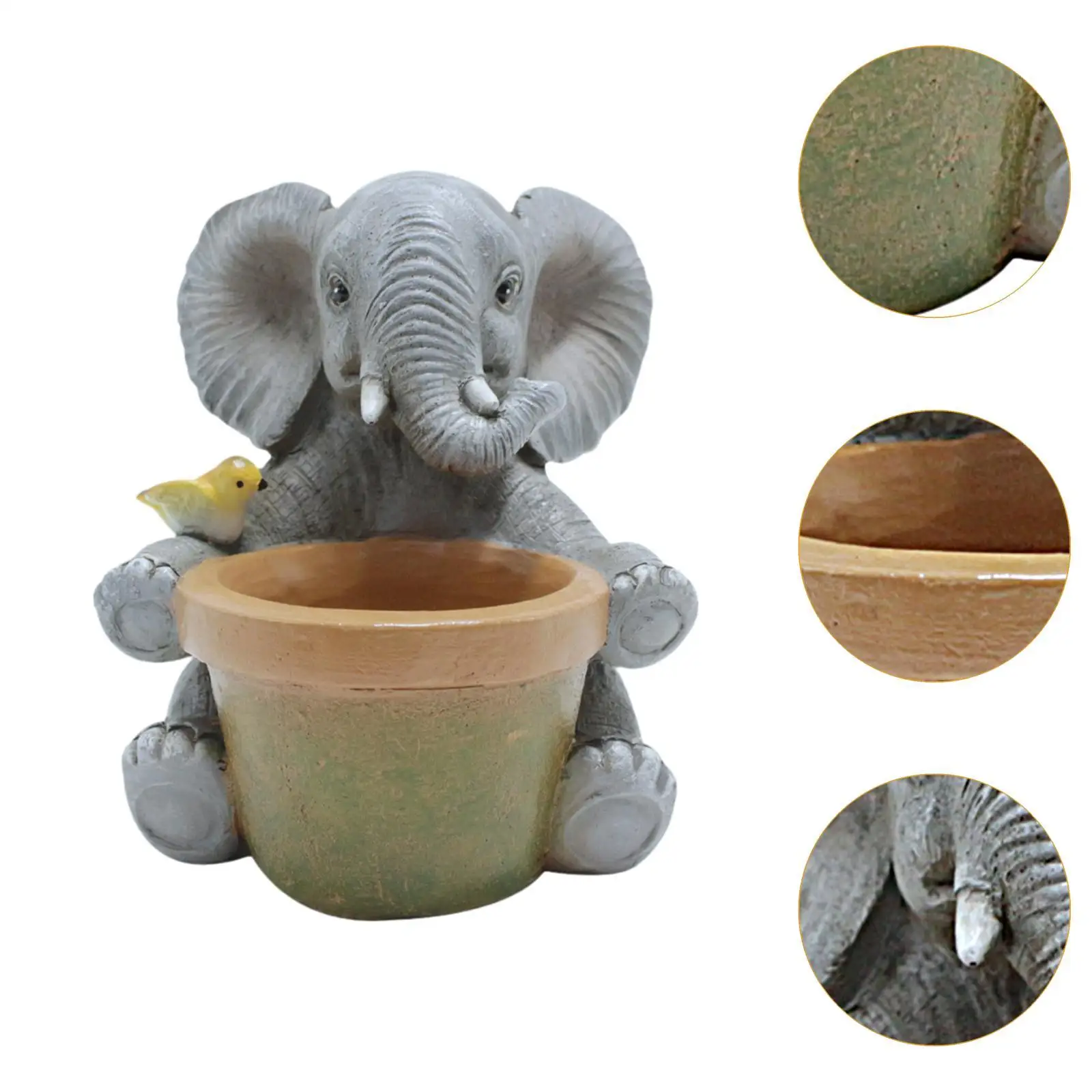 https://ae01.alicdn.com/kf/S99785bac5662479f84f4ff6f39508dcai.jpg Garden Elephant Statue Planter Plant Pot for Porch Office Indoor/Outdoor