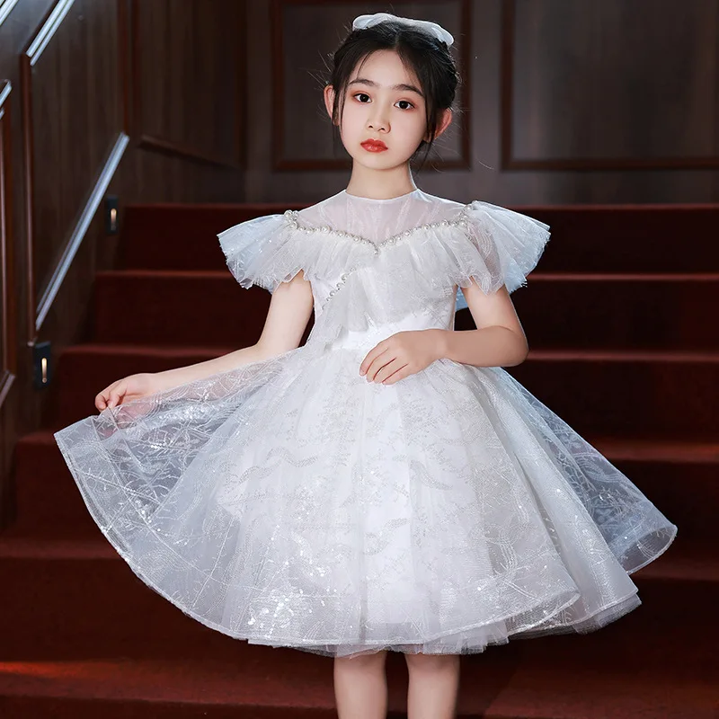 

Baby girl princess tutu dress Sequins pearl Children's Pageant girl's dress Flower girl Wedding 1st party dress Children's wear