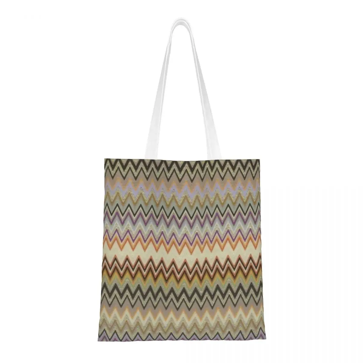 Chic Colorato Zig Zag Chevron Shopping Tote Bags Camouflage Zigzag Canvas Shopper Borsa A Tracolla Borse Di Grande Capacità