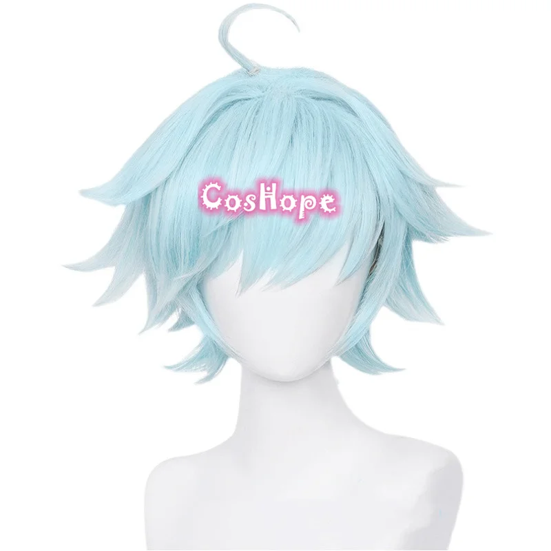 Genshin Impact Chongyun Cosplay Wig Unisex 30cm Ice Blue Wig Cosplay Anime Cosplay Wigs Heat Resistant Synthetic Wigs Halloween naruto costume Cosplay Costumes