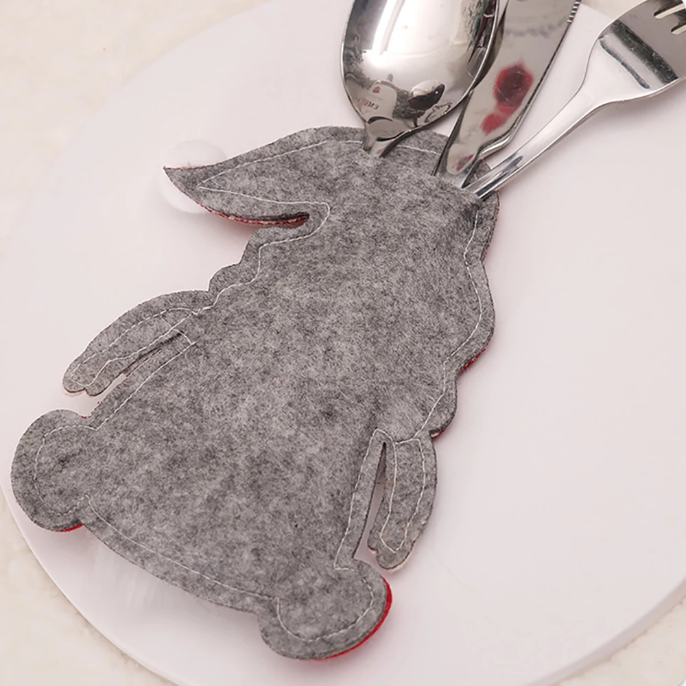 Set Di 6 Portaposate In Feltro Natalizio, 17x11 Cm, Per Decorazione Tavola Delle Feste