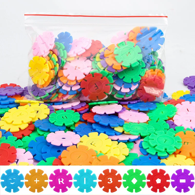 60200pcs 크리 에이 티브 놀이를위한 맞물리는 눈송이 빌딩 블록 다채로운 부모-자식 어린이 조기 교육 장난감 선물 TMZ