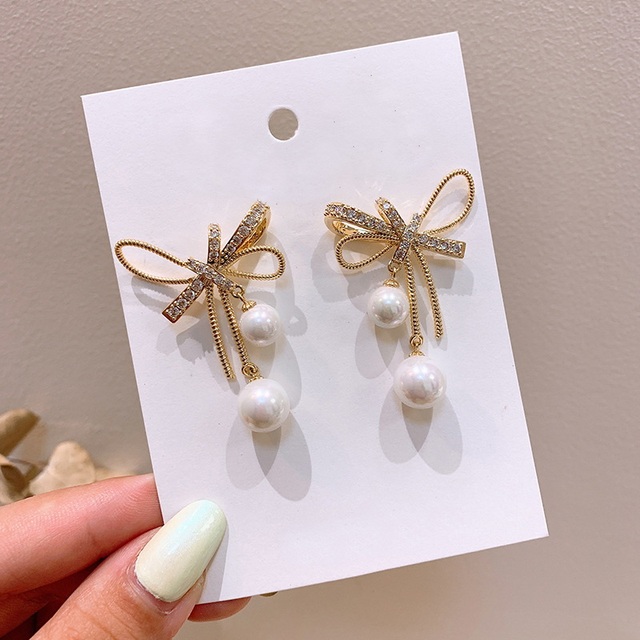 Elegant Cute Rhinestone Butterfly Stud Earrings For Women Girls Fashion Metal Chain Earring Wedding Party Jewelry Gifts