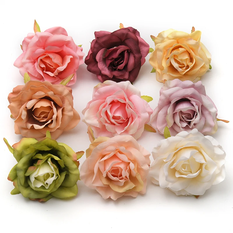 

30pcs/7cm Artificial White Rose Silk Flower Heads For Wedding Decoration DIY Wreath Gift Box Scrapbooking Craft Fake Flowers