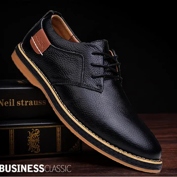 Men Oxfords Genuine Leather Dress Shoes Brogue Lace Up Italian Mens Casual Shoes Luxury Brand Moccasins Loafers Plus Size 38-48 1