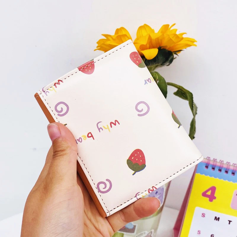 Cartoon Pu Purse Wallet Lovely Little Bear Coin Wallet Simple And Portable Three Fold Student Mini Card Bag Birthday Gift 5