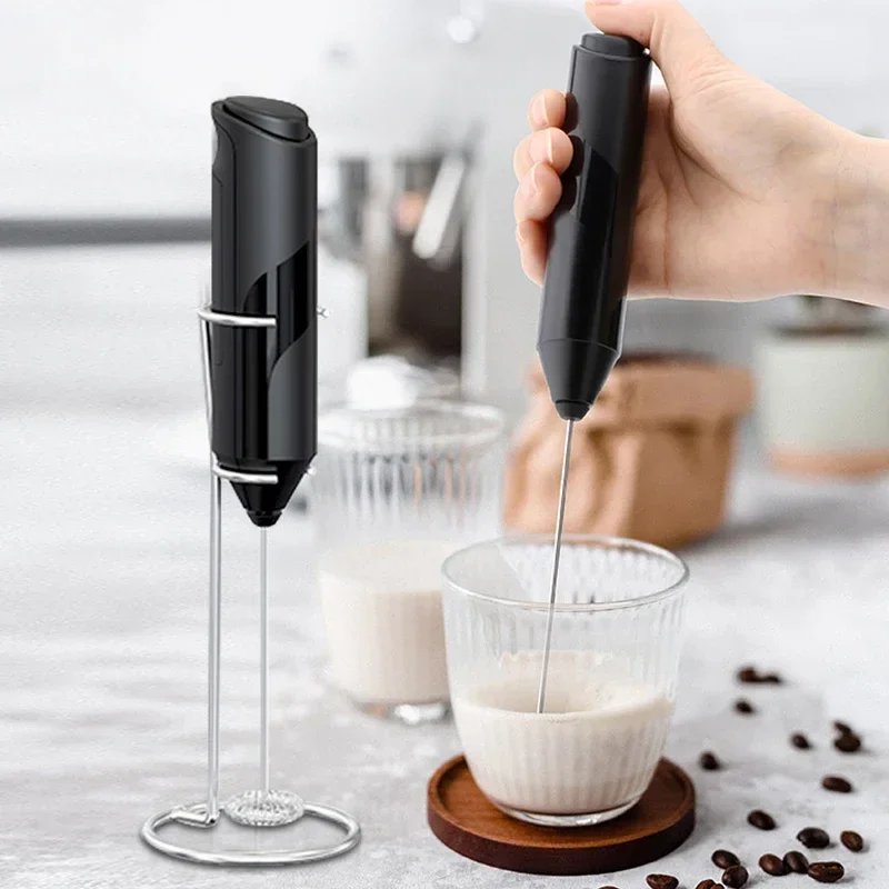 Electric Milk Frother Handheld Egg Beater Milk Coffee Mixer Foamer Maker Kitchen Whisk Tool Stainless Steel Mini Stirrer