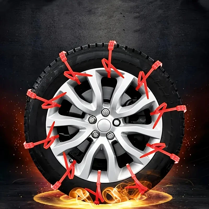 AAZRZR Nylon Car skid Snow Chains Tire Chains for Snowfield Uphill Sand Mud Road Universal Straps Snow Chains, Sets of 12