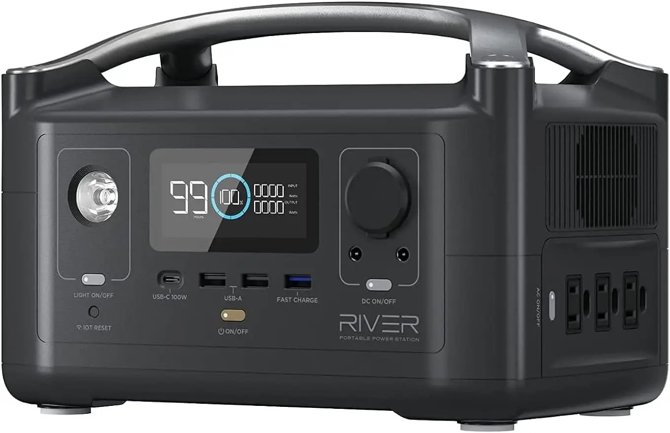 

EF ECOFLOW RIVER 288Wh Portable Power Station,3 x 600W(Peak 1200W) AC Outlets & LED Flashlight, Fast Charging