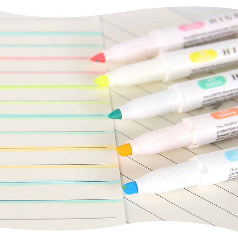 Double Headed Highlighter Pen Art Markers 5 Colors Kawaii Japanese Color Fluorescent Pens School & Office highlighter marker,highlighter pen,art marker,marker pen