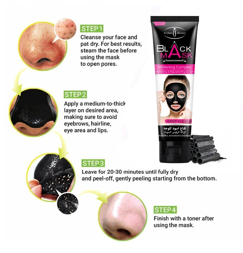 Bamboo Charcoal Blackhead Removal Mud Film Cleaning Tear Mask to Remove Acne Blackheads Shrink Pores Whitening Nose Cleaning 1pc 4