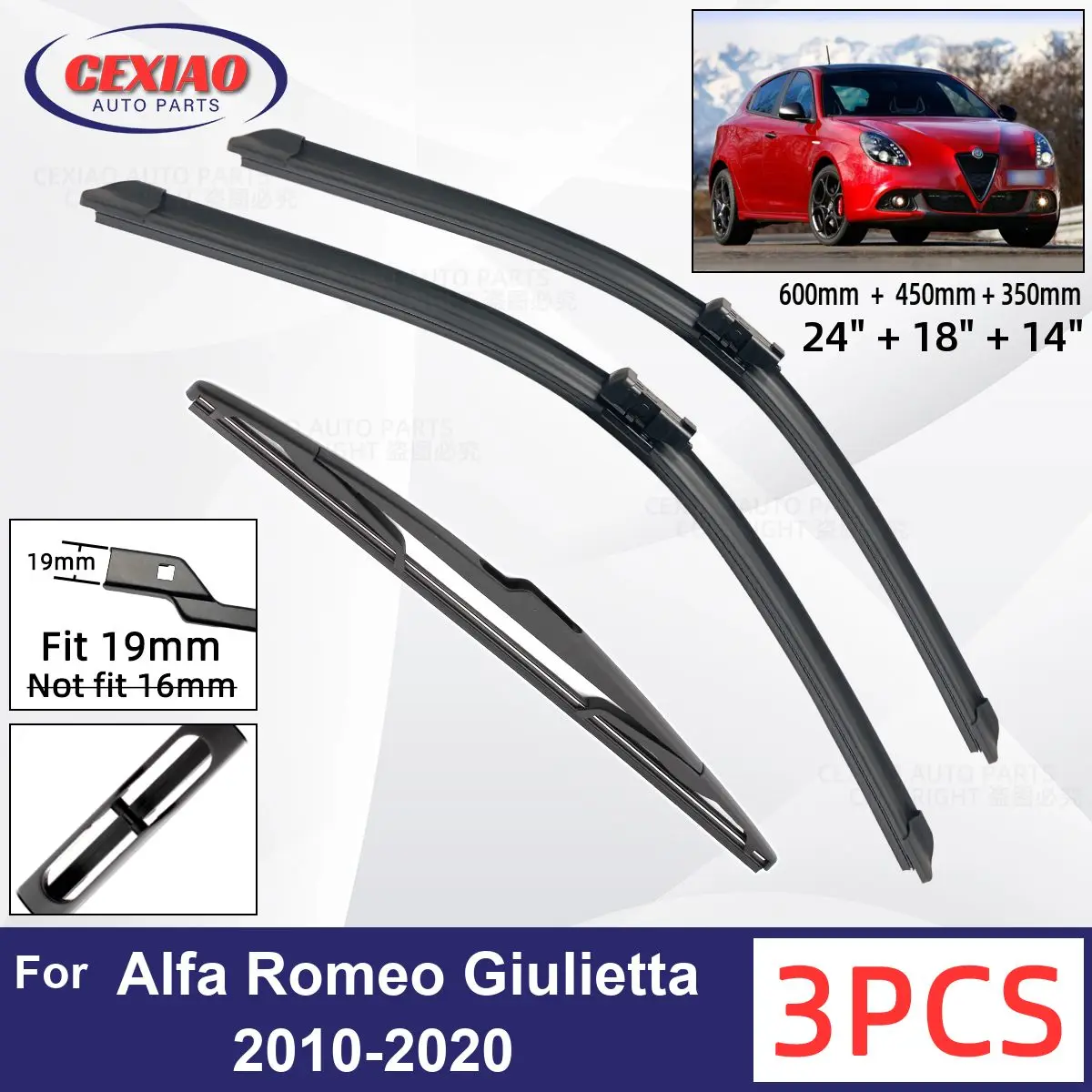 

Щетки стеклоочистителя для Alfa Romeo Giulietta 2010-2020, мягкие резиновые стеклоочистители для лобового стекла автомобиля 24 "18" 14 "2018 2019
