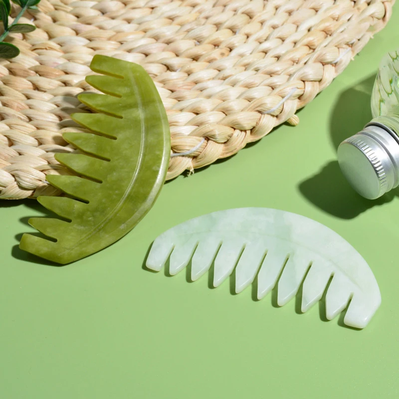 New Jade Meridian Ten-Tooth Gua Sha Massage Comb - Wide-Tooth Hair Care Tool