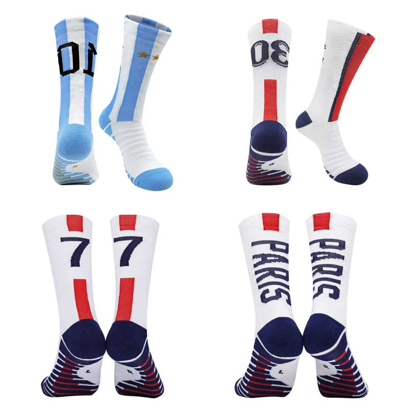 

players 30 1 10 pair Messi number Soccer Basketball training Socks Sports Socks Non-slip Durable Skateboard running Socks