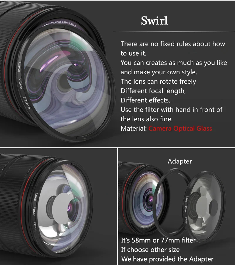 WalkingWay Triangle Prism Lens FX Filter Camera Accessories