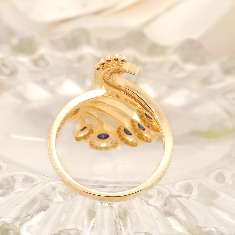 Polki stone Gold plated Peacock Finger rings – Simpliful Jewelry