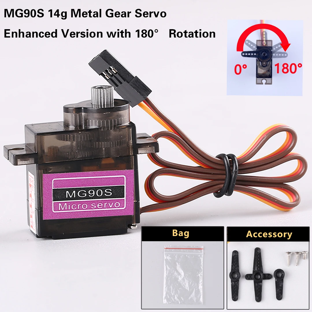 14g MG90S Metal Gear Servo SG90 Tilt Motor for RC Plane Fixed Wing & Robot image 8