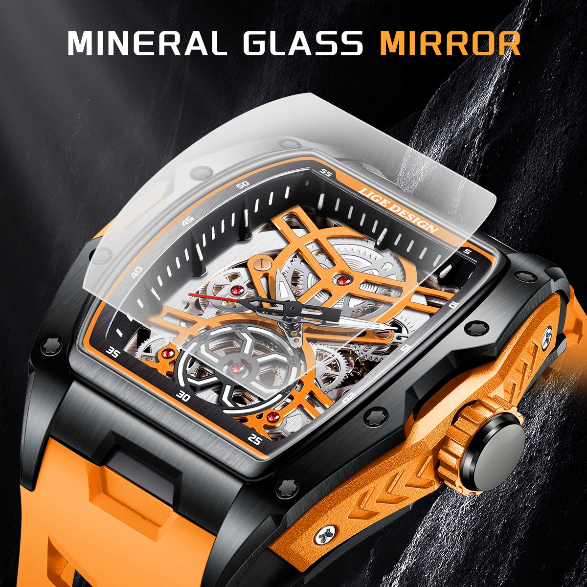 LIGE New Watches Mens Skeleton Mechanical Automatic Watch Top Brand Luxury Luminous 30M Waterproof Watch For Men reloj hombre - 5