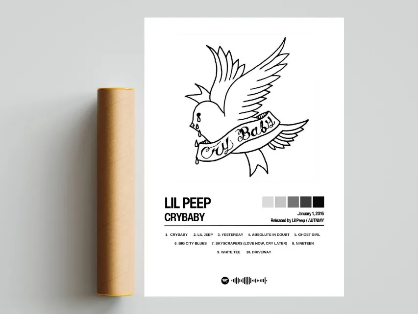 thumbnail image 1 of $uicideboy$ Póster de portada de álbum de música Pop Smoke de Lil Peep, arte de pared de cantante pop, impresiones en lienzo, pintura para dormitorio, decoración del hogar, regalos, 1 of 5