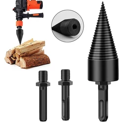 4 pçs de alta velocidade torção madeira log divisor broca bits quadrado redondo hexágono haste parafuso dividir cone driver conjuntos ferramenta