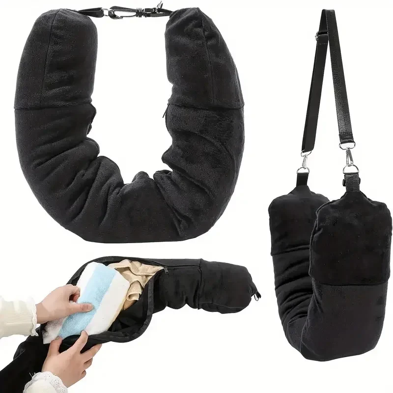 Deluxe Travel Neck Pillow with Adjustable Plush Cover for Enhanced Comfort