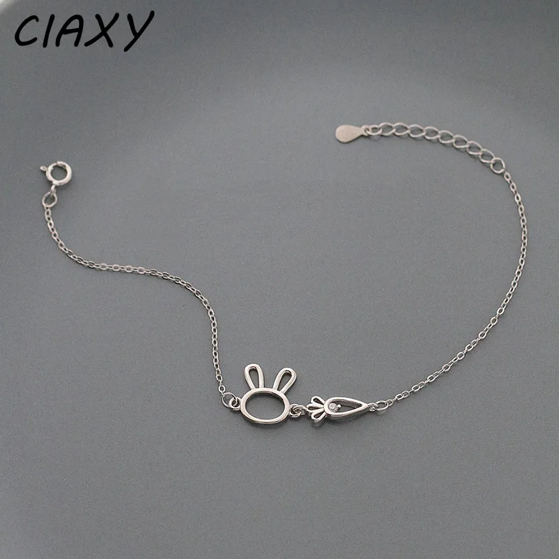 CIAXY Silver Color Carrot Bunny Bracelets for Woman Friendship Cute Adjustable Chain Bracelet Simple Jewelry Pulseras Mujer