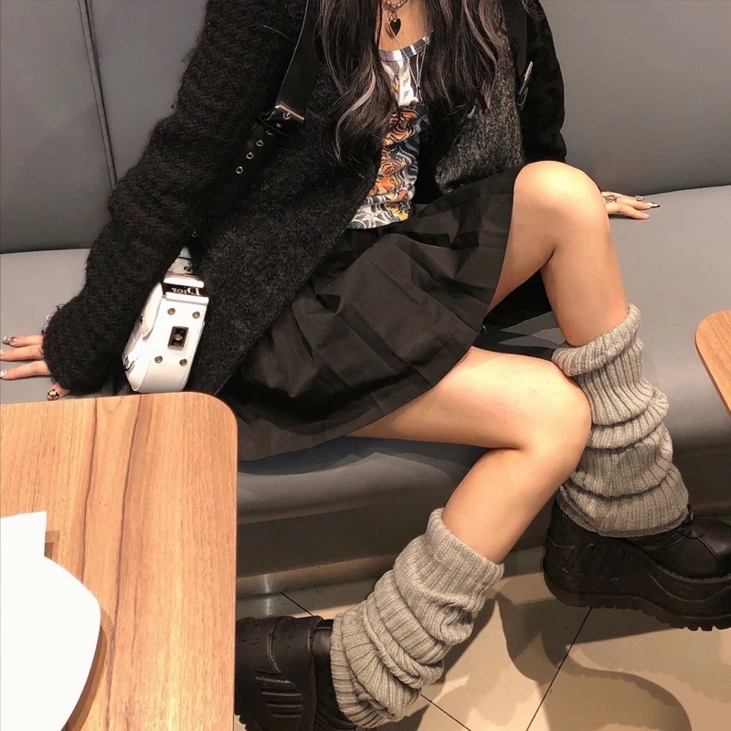 여성용 다리 워머, 푹신한 고스 Gyaru Y2k 액세서리, 고딕 로리타 니트 양말, 여성 다리 워머, 레이디 양말, 고딕 스타일 레깅스
