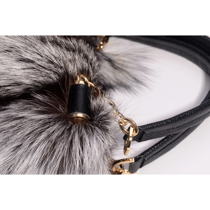 Real Fox Fur Bag Women Luxury Handbags Plush Bag Brand Party Shoulder Bag Ladies Hand Bags Designer Evening Bag Fur Leather Tote