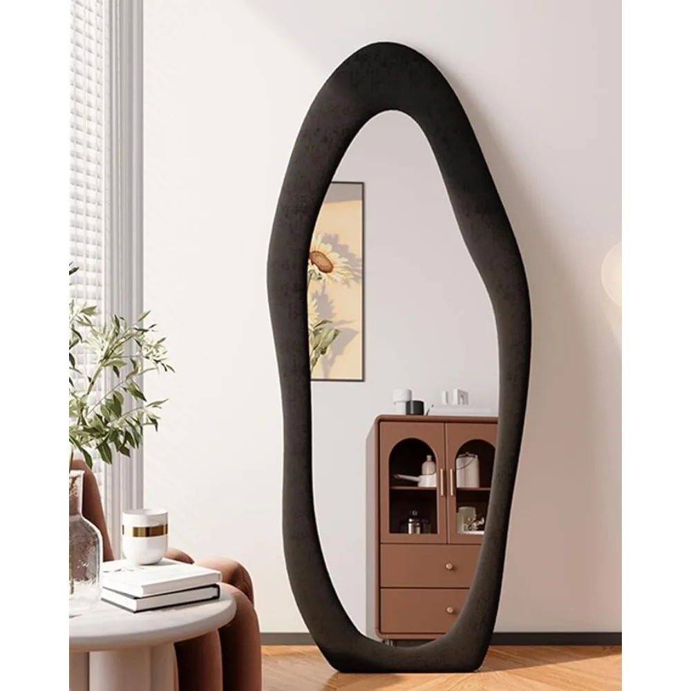 Full Length Mirror, Floor with Stand Wall Mounted,Full Length Floor,Standing Mirror Full Length,Irregular Black Mirrors