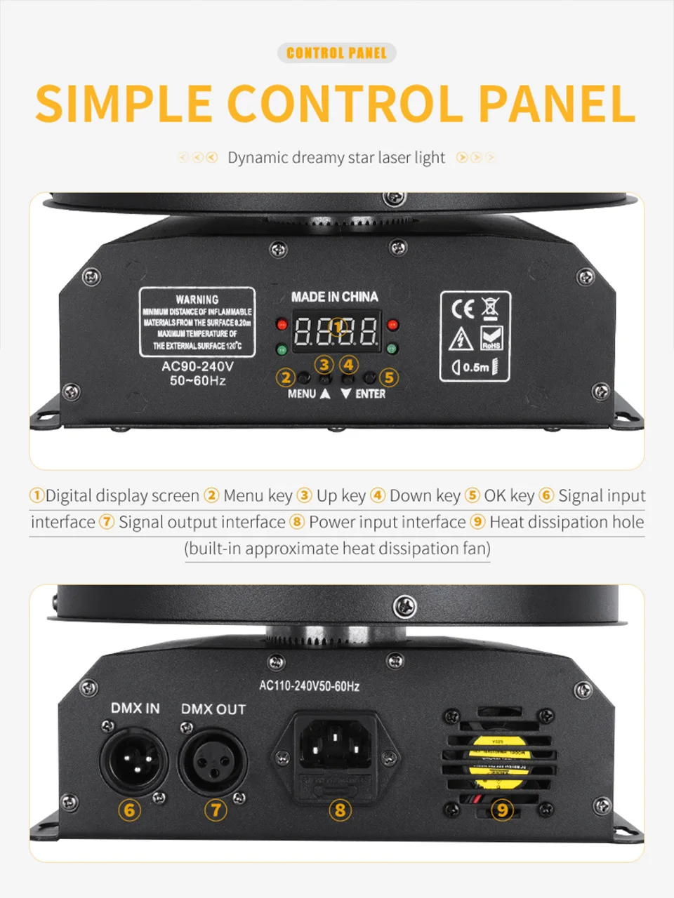 RGB DJ Laser Light Disco Stage Lighting Effect DMX Controller Full Color Stars L