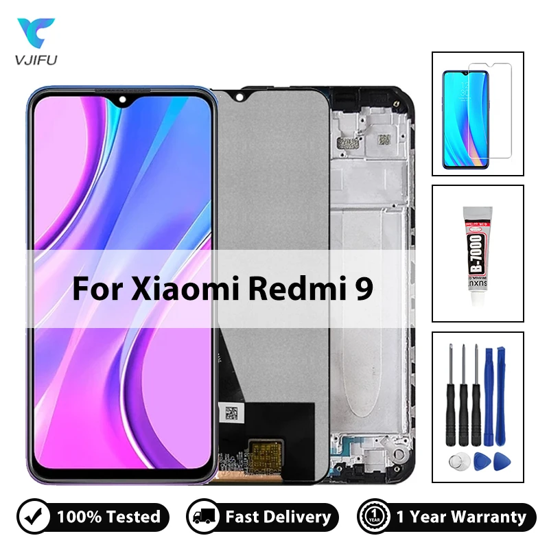 ЖК-дисплей 6,53 дюйма для Xiaomi Redmi 9, дигитайзер сенсорного экрана для Redmi 9 M2004J19G M2004J19C, сменный прибор с бесплатным клеем для пленки