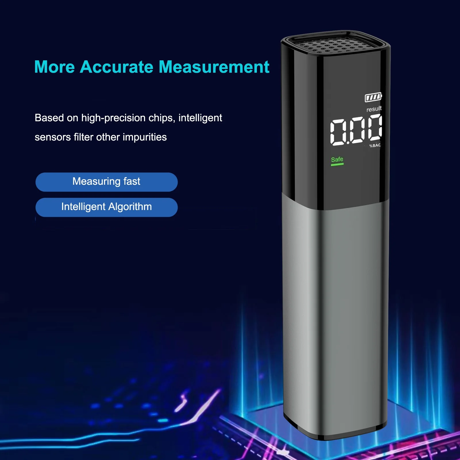 Alcohol Tester Breathalyzer Type-C Charging LED Display Portable