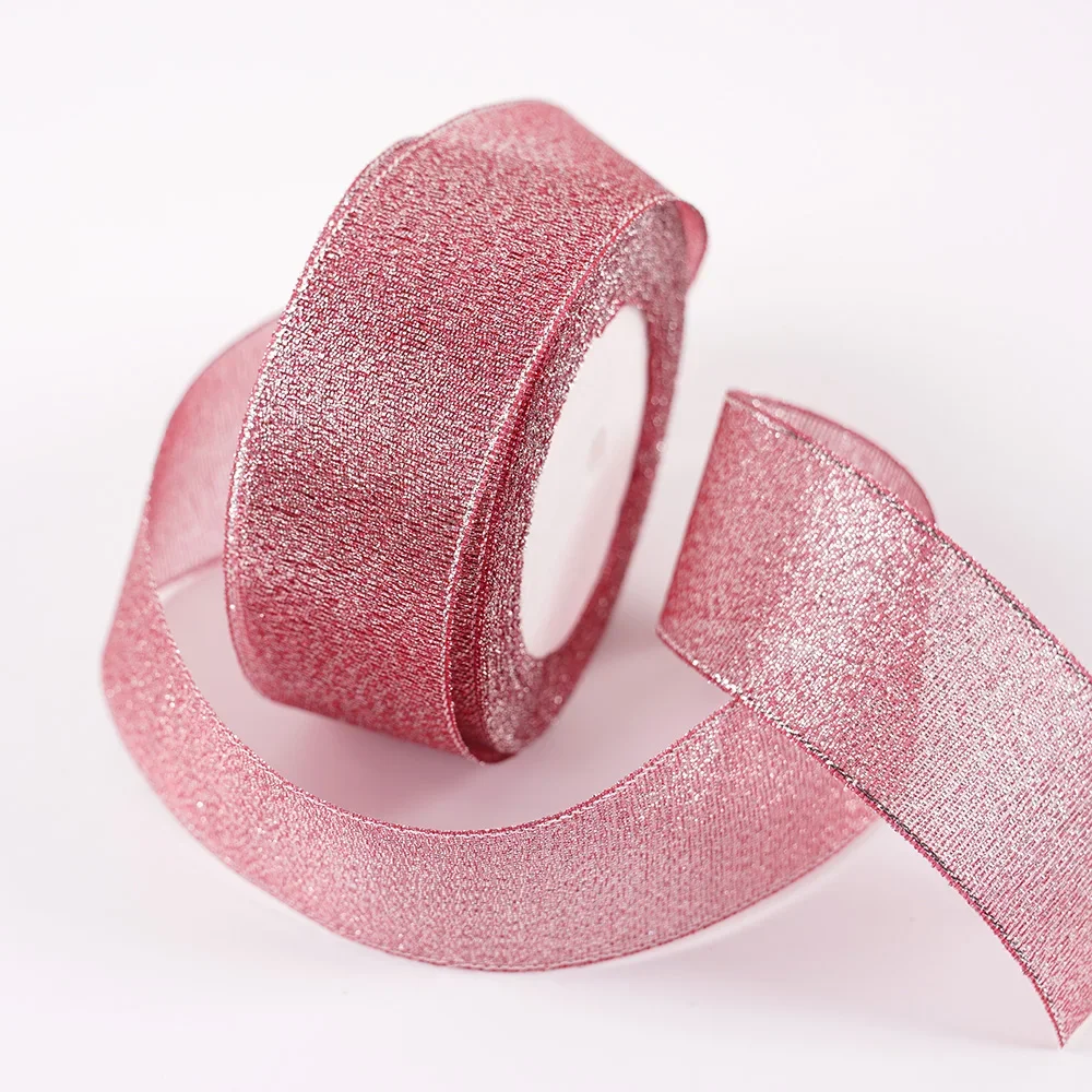 Glitter Organza Ribbon Bow for Decorations and Gift Wrapping, 40mm x 22m