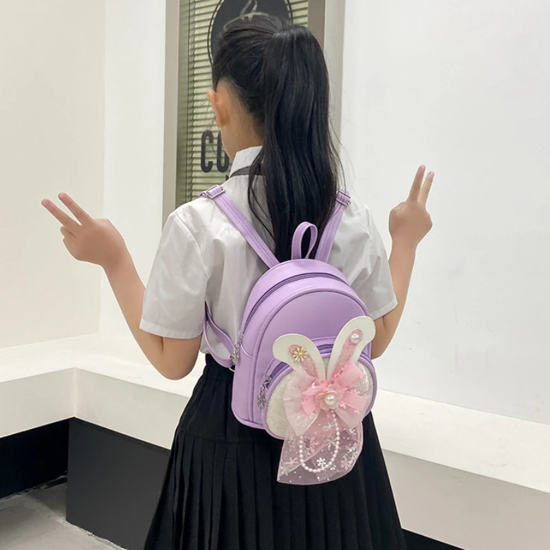 PU Children Small Backpack Cartoon Cute Bow Sequin Backpacks Fashion Girl Princess Mini Travel Schoolbags Kids Accessories Bag