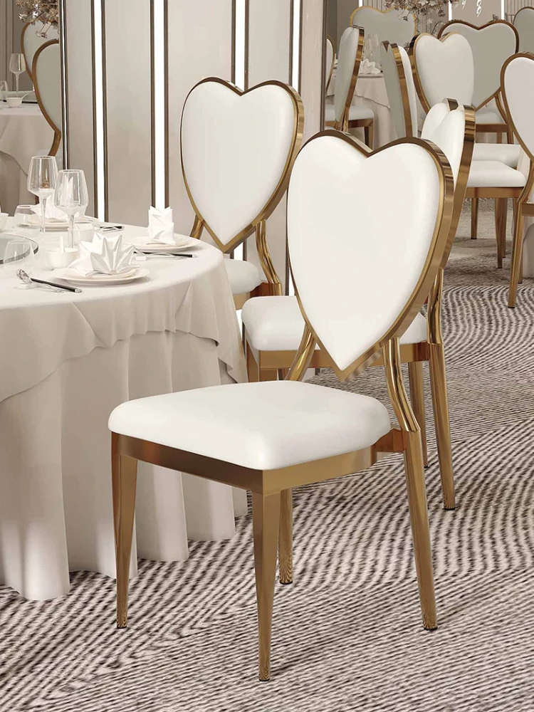 Romantic Wedding chair elegant silver dining chair Light Luxury party hotel love Dressing soft stool hall ceremony stool