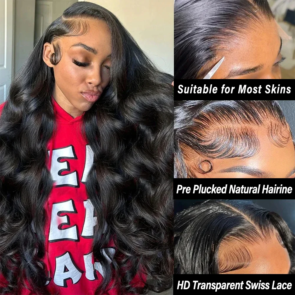 13x6 Body Wave Lace Front Wigs Human Hair Pre Plucked 180 Density HD Transparent Lace Frontal Wigs Human Hair for Black Women 2