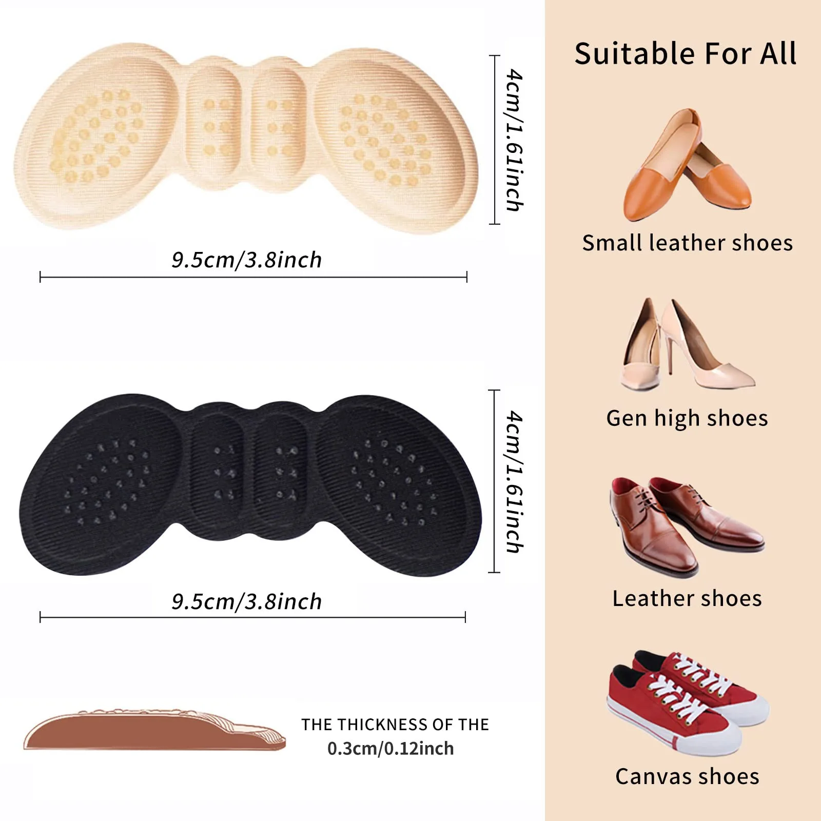 2/4/6PCS Women Insoles Shoes High Heel Pad Adjust Size Adhesive Heels Pads Liner Grips Protector Sticker Pain Relief Foot Care