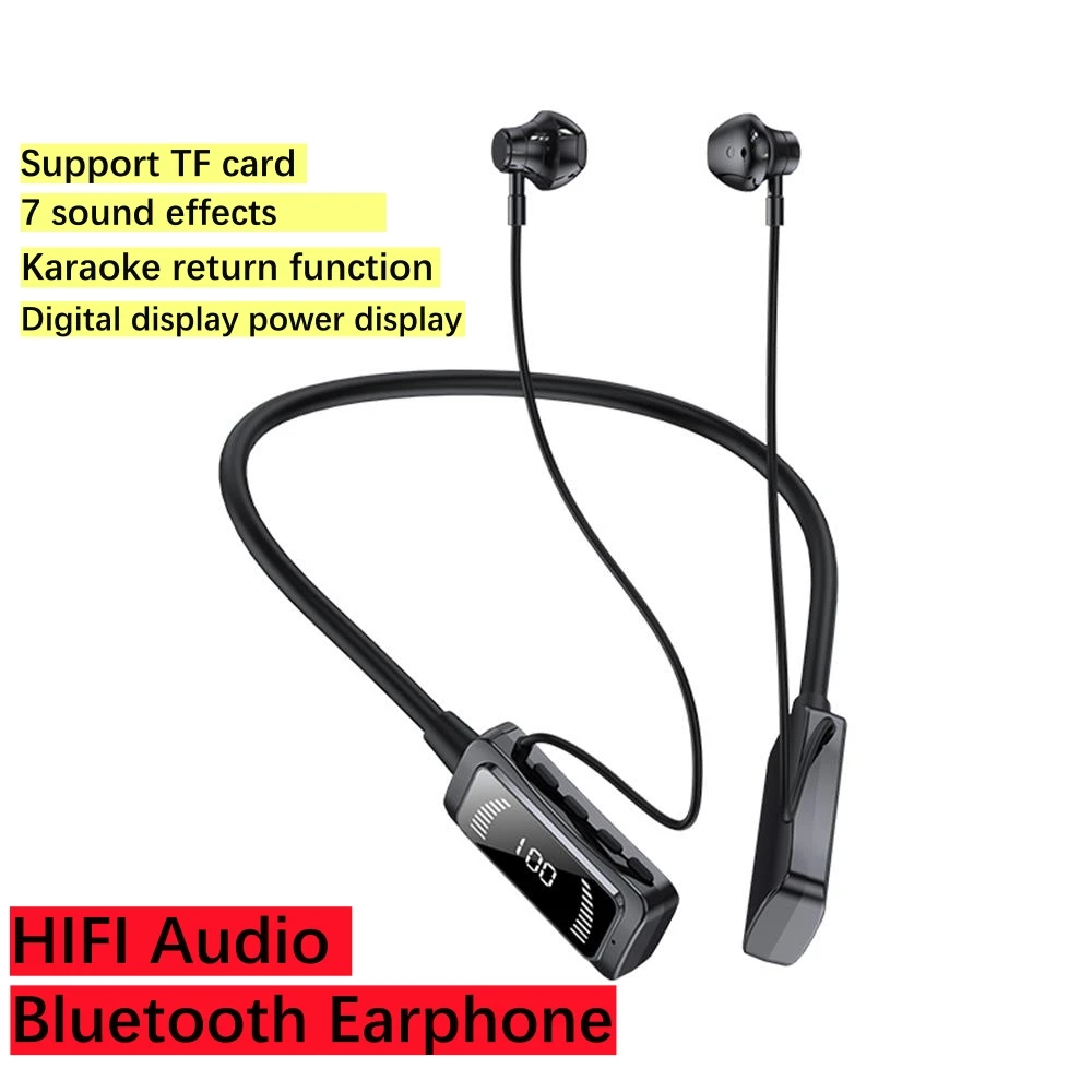 OLAF 300mAh Wireless Bluetooth Earphones TWS Hanging-Neck Magnetic Headphones Sports Running Handsfree Earbuds Support SD Card 2