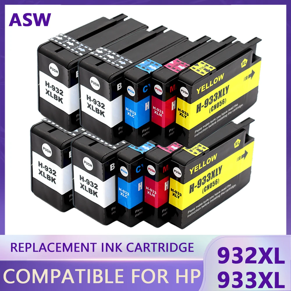 Sostituzione Delle Cartucce Di Inchiostro Asw 932Xl 933Xl Per La Cartuccia Hp932 Hp933 Hp 932 933 6100 Per Officejet 6600 6700 7110 7612 7612