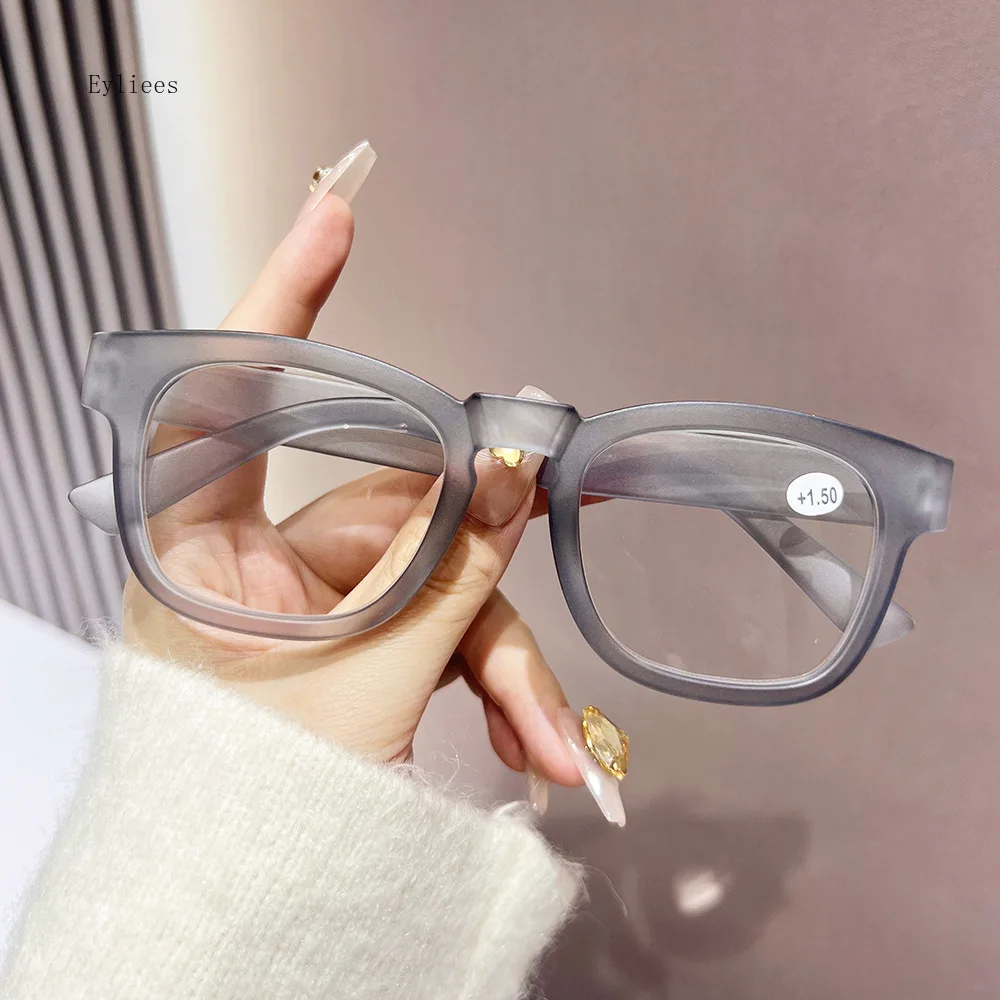 Women Men Hyperopia Eyeglasses Oversized Square Reading Glasses Prescription Diopter Eyewear +1.5 +2 +2.5 +3 +3.5 +4 gafas 3