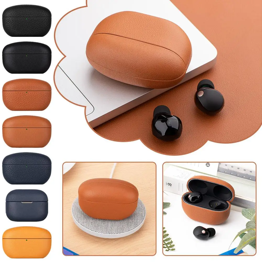 

Earphone Leather Case For Sony WF-1000XM5 Wireless Buds Leather Bluetooths Earbuds Leather Cover K6G7