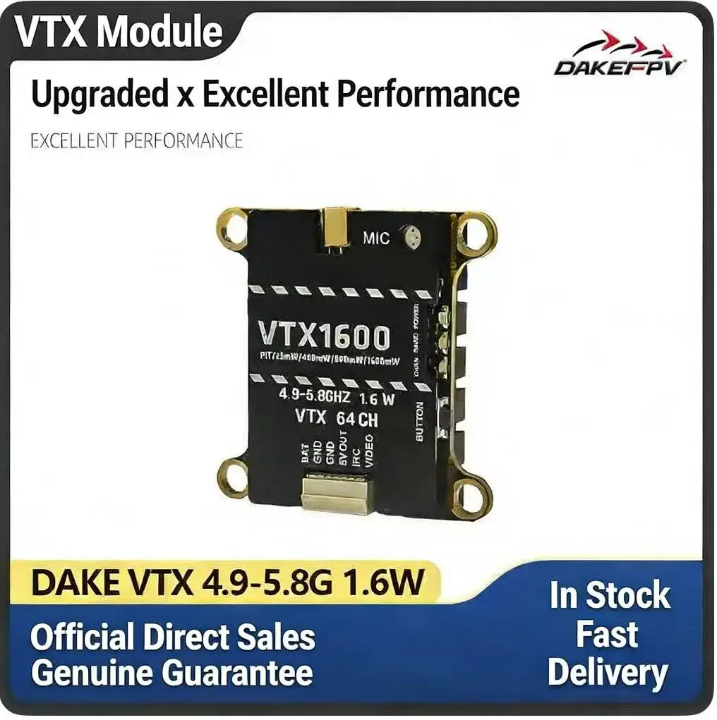 VTX DAKEFPV 5.8GHz 1.6W/2.5W Émetteur Vidéo FPV Longue Portée