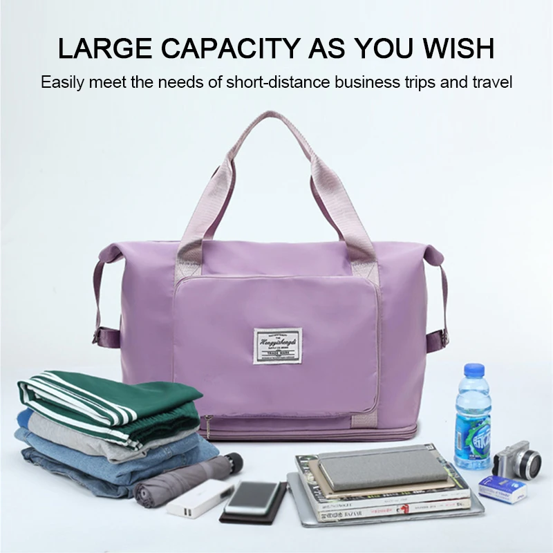 Foldable Large Capacity Women Sports Yoga Gym Bag Folding Travel Lightweight Waterproof Expandable Shoulder Handbag |