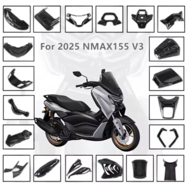 Para YAMAHA NMAX155 V3 2025 2026 Accesorios Decorativos de La Motocicleta Patrón De Fibra Carbono Alta Resistencia Cubierta Protección Actualización