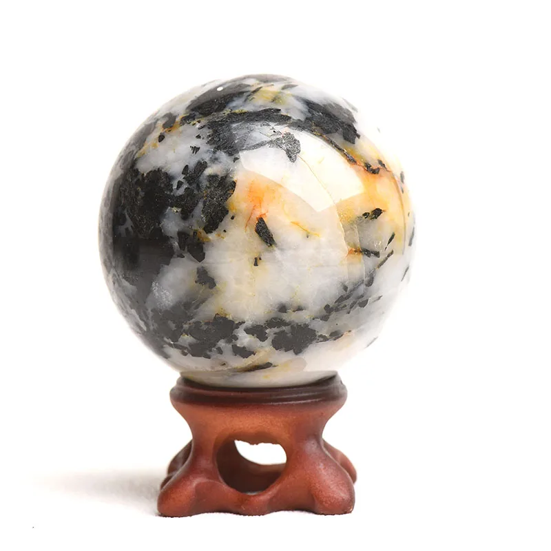 1 Piece Natural Black Tourmaline Crystal Polished Globe Massage Ball Reiki Energy Stone Healing Crystal Home Decor Souvenir Gift