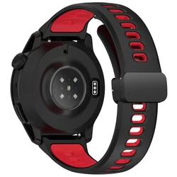 Silicone Sports Magnetic Band Bracelet, 22mm Strap - 22mm Width (Black red)