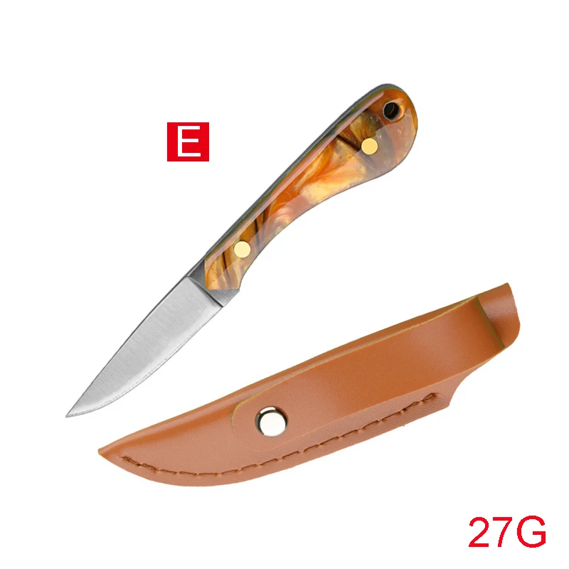 Mini Survival Knife With Leather Case Stainless Steel Fixed Blade