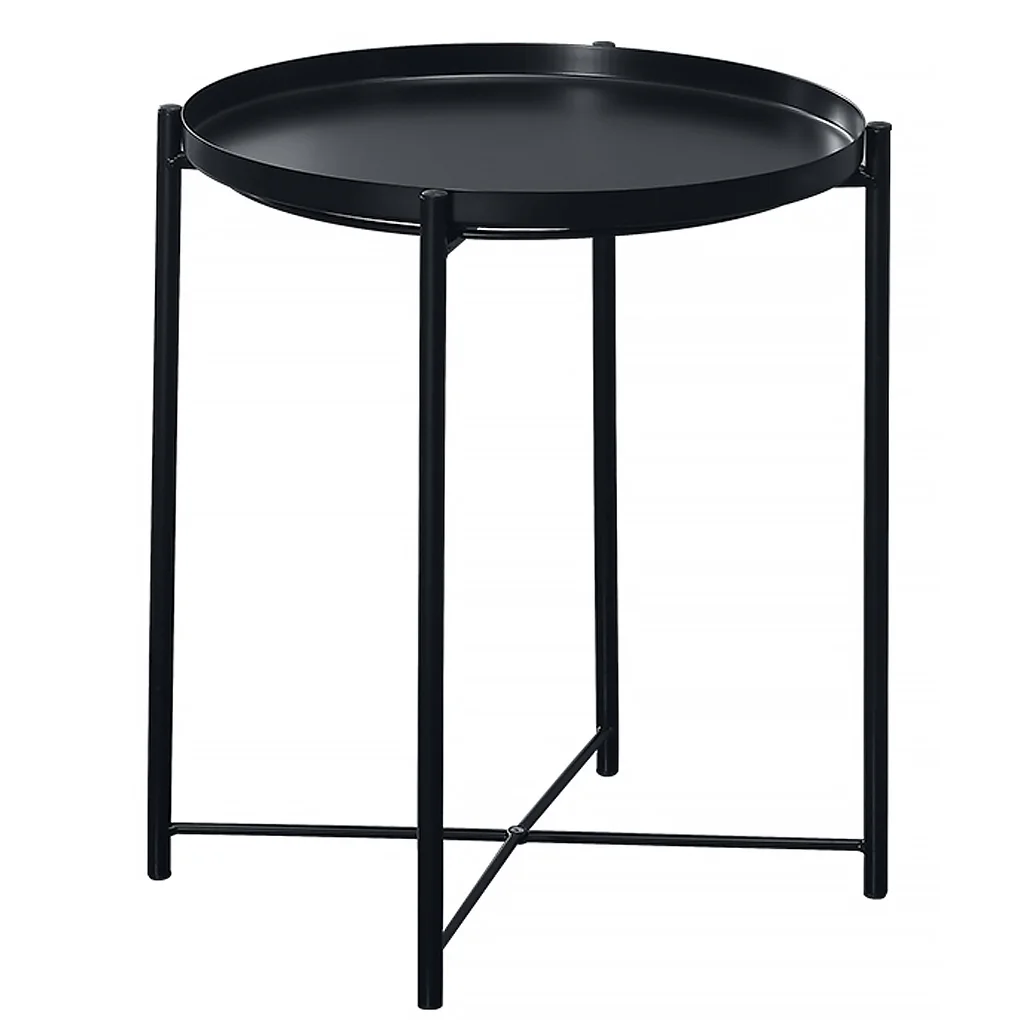 

Metal Round Side Table Coffee Small Sofa Table with Removable Tray for Living Room Bedroom Balcony, Mattee Black
