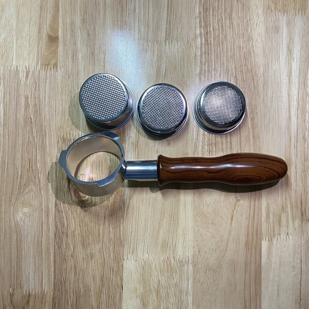 51mm Coffee Bottomless Portafilter Wood Handle For Homix Gypas Sachi Nikai KF6001  Replacement Filter Basket Barista Accessories